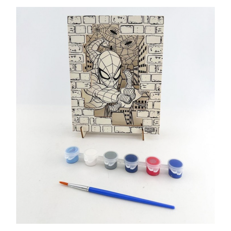 Kit de Loisirs Créatifs en Bois Spiderman à Colorier