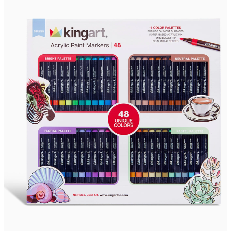 SET DE 48 FEUTRES ACRYLIQUES POINTE NORMAL 2MM KINGART