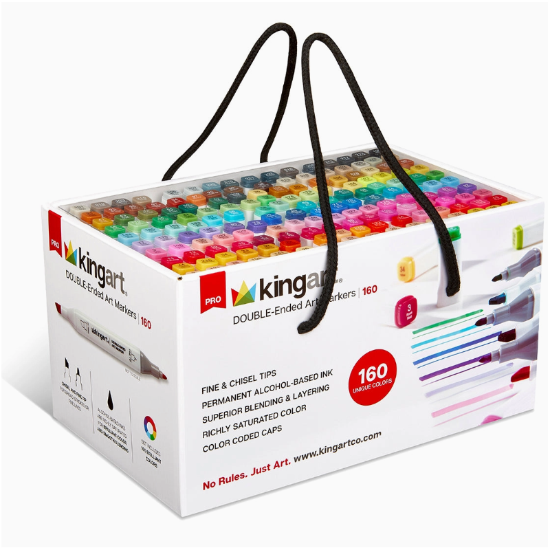 SET de Marqueurs à alcool à double pointe - 160 couleurs KINGART