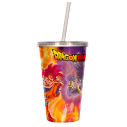 Verre avec paille lenticulaire 3D - Battle of gods -Dragon Ball Super