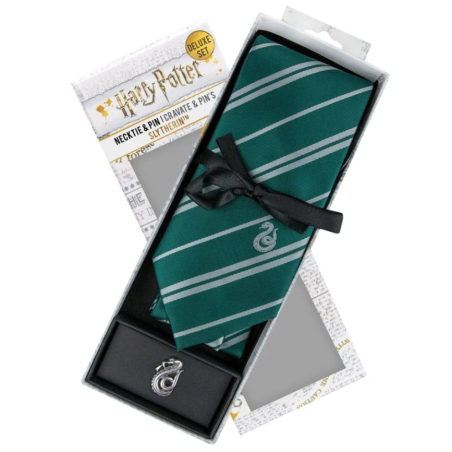 Harry Potter - Cravate Deluxe et Pin's Serpentard