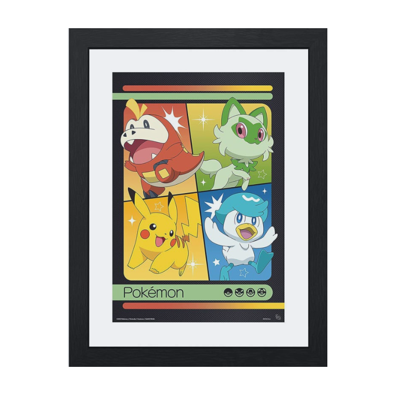 Pokemon - Image encadré- Starters Écarlate et Violet - 30 x 40 cm