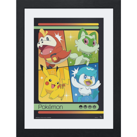 Pokemon - Image encadré- Starters Écarlate et Violet - 30 x 40 cm