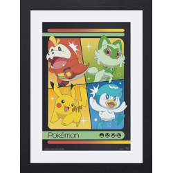 Pokemon - Image encadré- Starters Écarlate et Violet - 30 x 40 cm