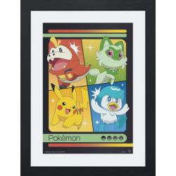 Pokemon - Image encadré- Starters Écarlate et Violet - 30 x 40 cm