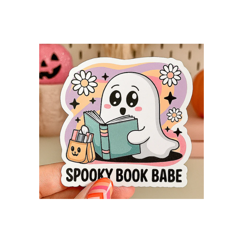 Autocollants découpé " Spooky book babe "