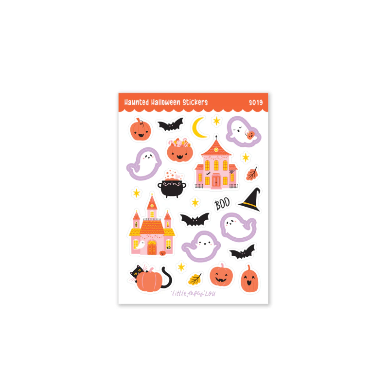 Feuille d'autocollants d'Halloween hantés