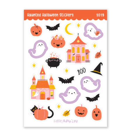 Feuille d'autocollants d'Halloween hantés