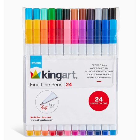 Stylos à pointe fine 24 couleurs KINGART
