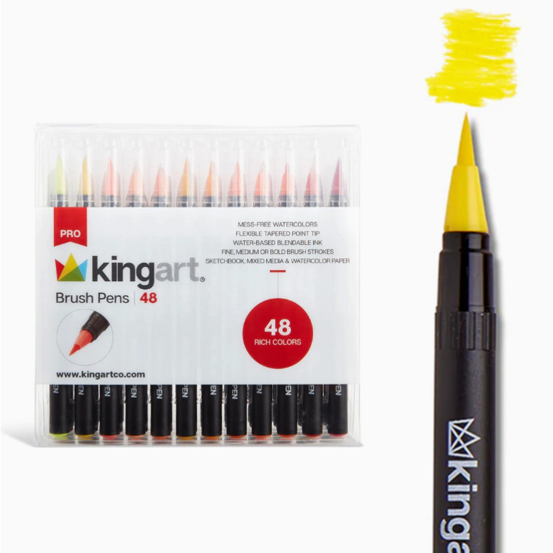 PACK DE 48 FEUTRES A EAU POINTE PINCEAU KINGART