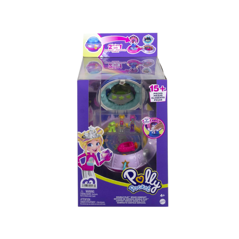 Polly Pocket-Coffret Soucoupe Volante, 2 figurines, 15 accessoires