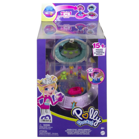 Polly Pocket-Coffret Soucoupe Volante, 2 figurines, 15 accessoires