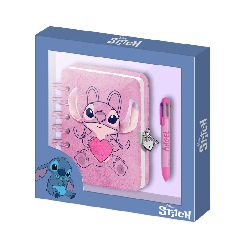 Journal intime en peluche + stylo Stitch Cœur d'ange Disney