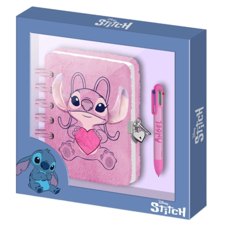 Journal intime en peluche + stylo Stitch Cœur d'ange Disney