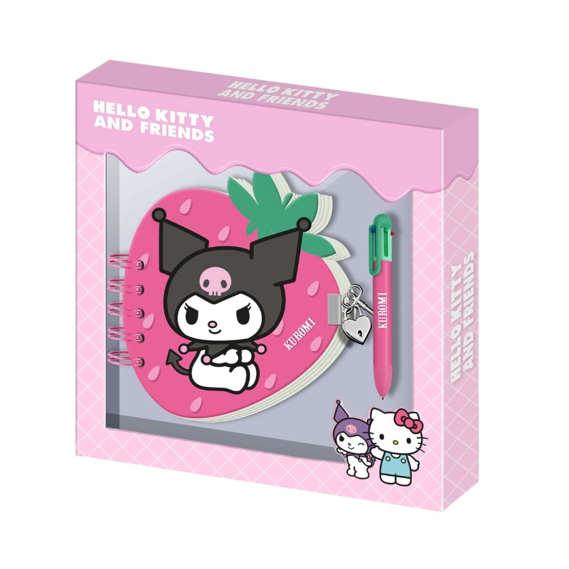Journal intime Hello Kitty et ses amis Kuromi Fraise + stylo