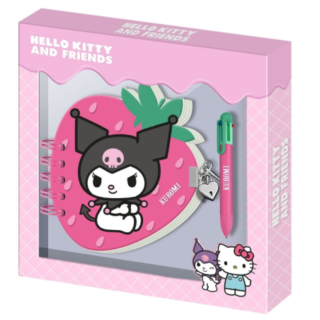 Journal intime Hello Kitty et ses amis Kuromi Fraise + stylo