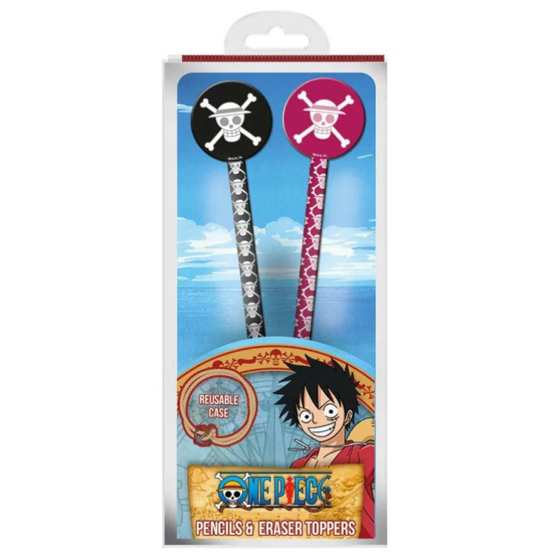 ONE PIECE - Wano -  Lot de 2 Crayons et gommes