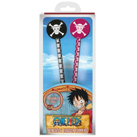 ONE PIECE - Wano -  Lot de 2 Crayons et gommes
