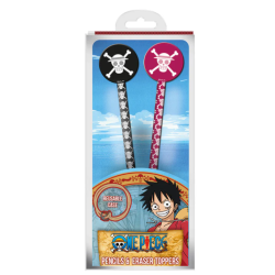 ONE PIECE - Wano -  Lot de 2 Crayons et gommes