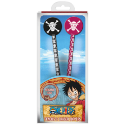 ONE PIECE - Wano -  Lot de 2 Crayons et gommes