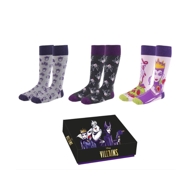 Disney - Les Vilains - Set de 3 paires de chaussettes T.36-41
