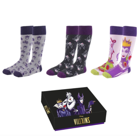 Disney - Les Vilains - Set de 3 paires de chaussettes T.36-41