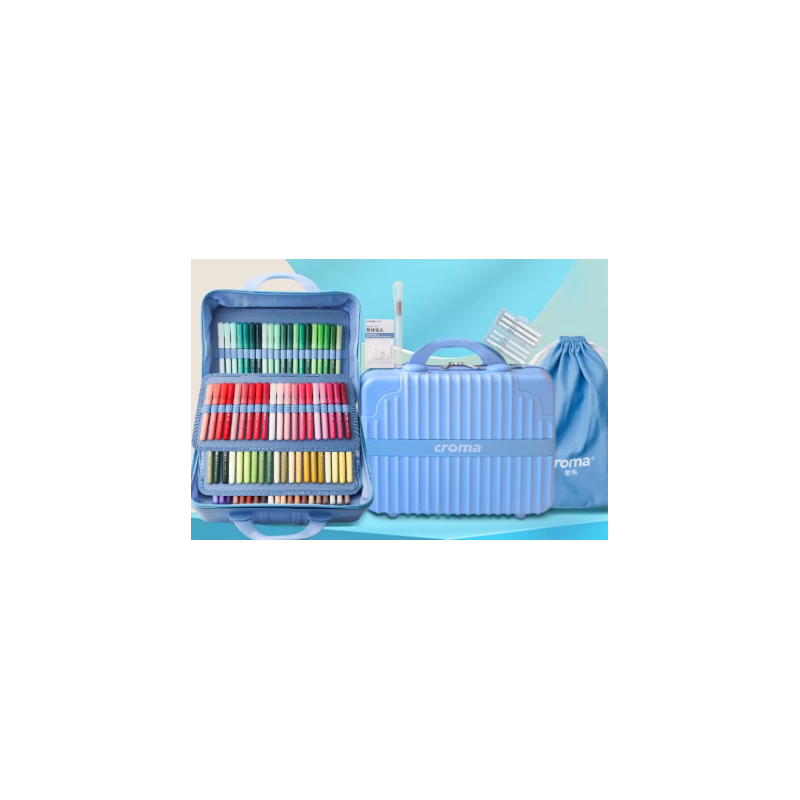 SET DE 120 FEUTRES ACRYLIQUE CROMA VALISE BLEU