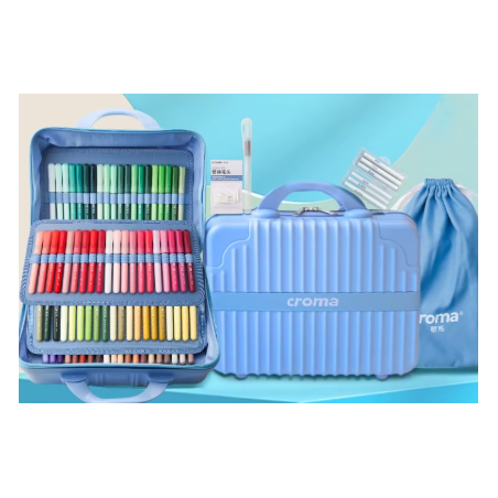 SET DE 120 FEUTRES ACRYLIQUE CROMA VALISE BLEU