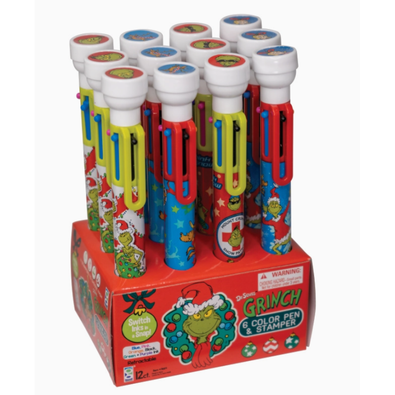 Blind box Stylo multicouleurs + tampon Grinch