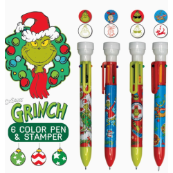 Blind box Stylo multicouleurs + tampon Grinch