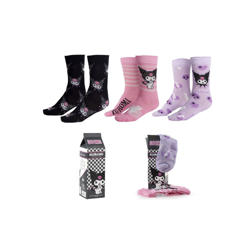 Lot de 3 Paires de Chaussettes Kuromi - Hello Kitty 36/43