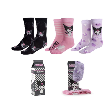 Lot de 3 Paires de Chaussettes Kuromi - Hello Kitty 36/43