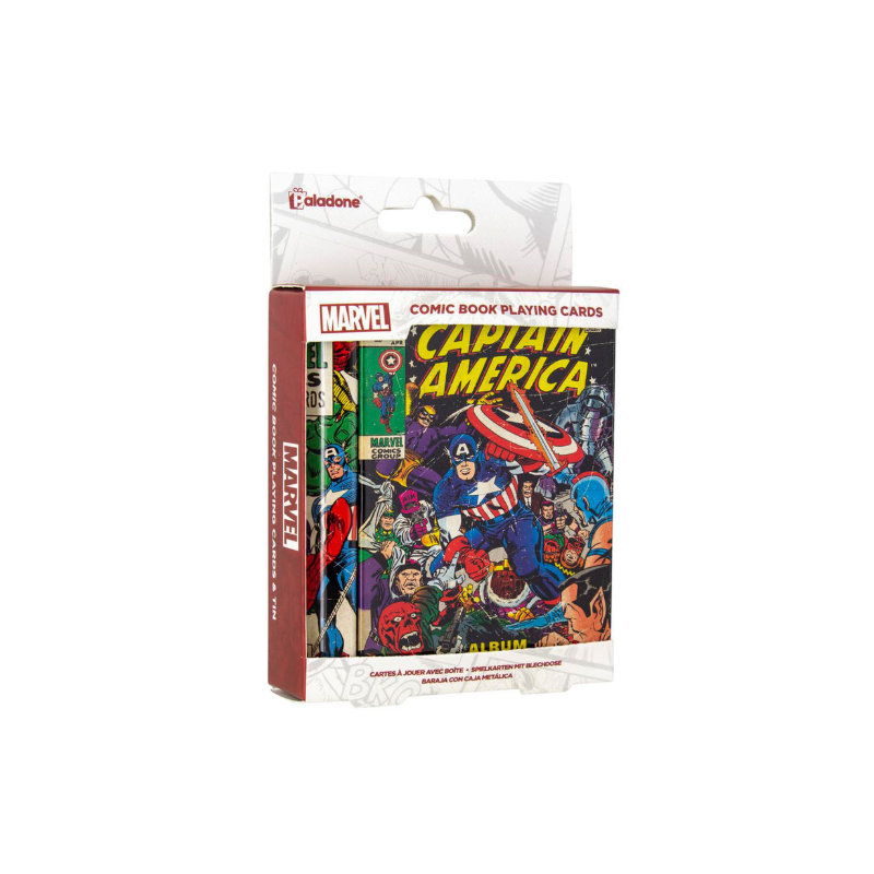 Boite en métal avec cartes à jouer Marvel
