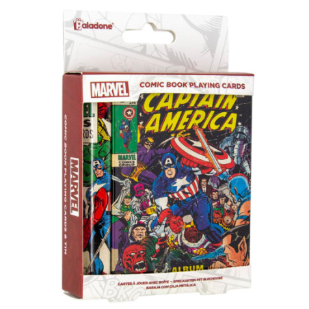Boite en métal avec cartes à jouer Marvel