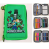 Minecraft - Trousse à crayons à trois compartiments – Avec contenu – 13,5 x 20 x 6,5 cm