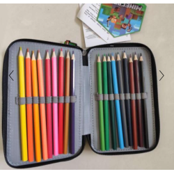 Minecraft - Trousse à crayons à trois compartiments – Avec contenu – 13,5 x 20 x 6,5 cm