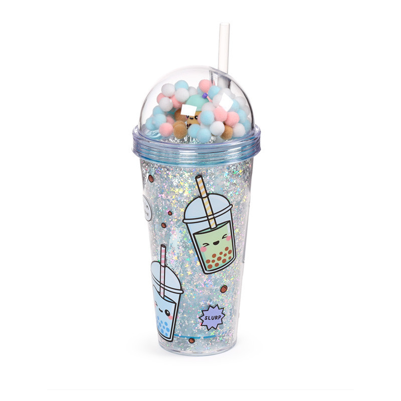 Gobelet Double-Paroi incassable avec paille et charmes - Foodiemals Bubble Tea