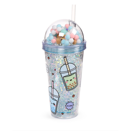 Gobelet Double-Paroi incassable avec paille et charmes - Foodiemals Bubble Tea