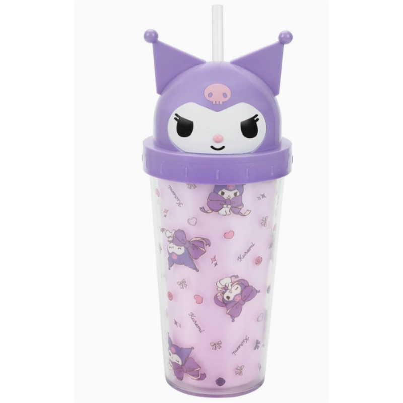 GOBELET + PAILLE KUROMI - MAUVE - HELLO KITTY " 591 ML