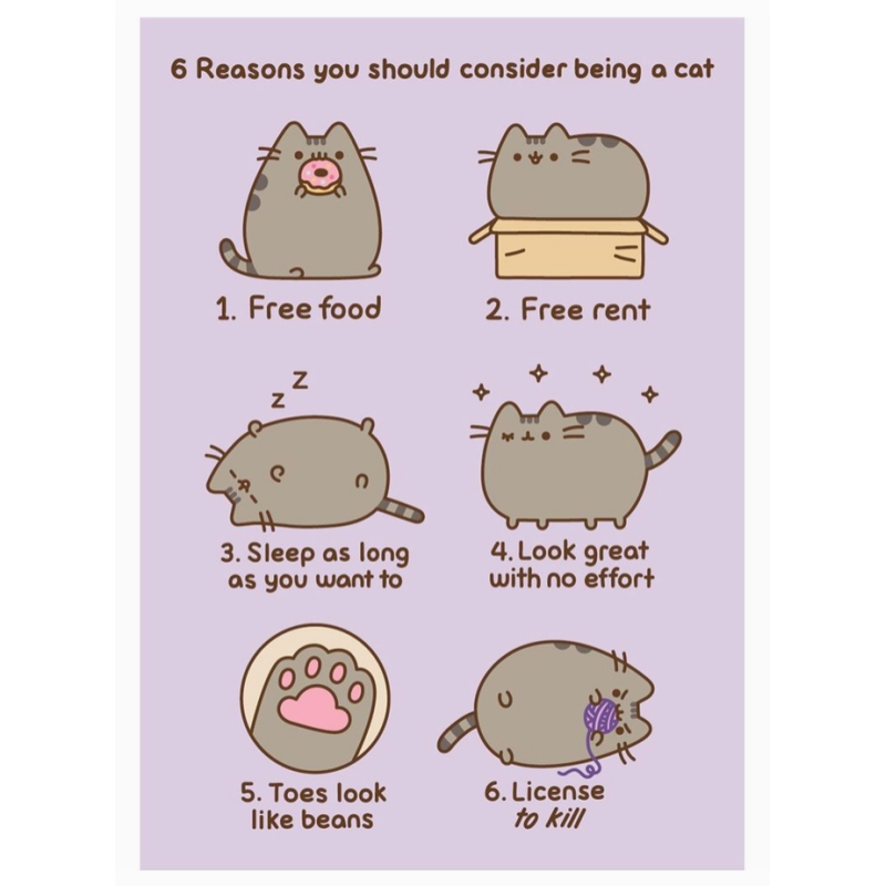 Carte postale " 6 reasons you shoul consider being a cat" - Pusheen