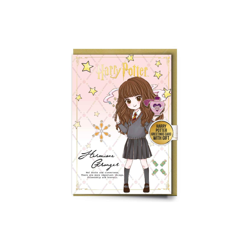 HARRY POTTER - Hermione - Carte de Voeux avec Pin's