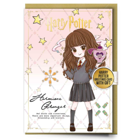 HARRY POTTER - Hermione - Carte de Voeux avec Pin's