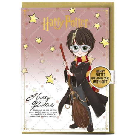 HARRY POTTER - Harry - Carte de Voeux avec Pin's