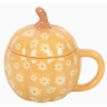 Tasse citrouille avec couvercle et motif floral rétro - 500Ml