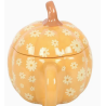 Tasse citrouille avec couvercle et motif floral rétro - 500Ml
