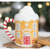 Tasse de Noël en forme de maison en pain d'épices avec anse sucre d'orge - 500Ml