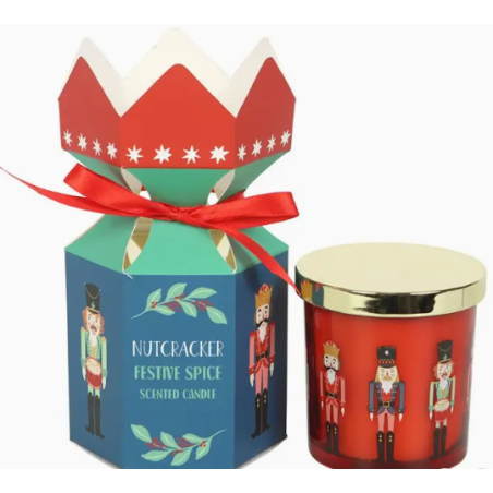 Bougie Crackers de Noël Épices Festives Casse-Noisette