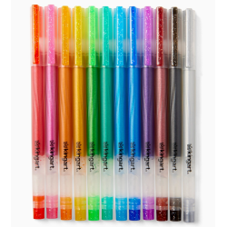 Stylos gel 12 couleurs pailletées KINGART