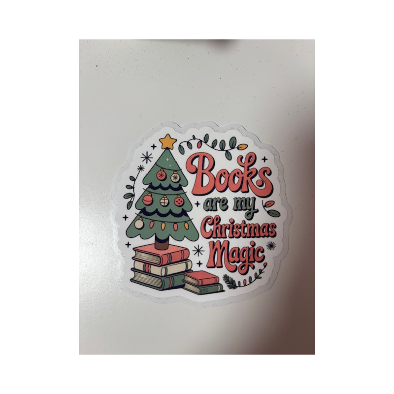 AUTOCOLLANT "BOOKS ARE MY CHRISTMAS MAGIC"