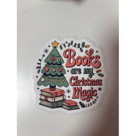 AUTOCOLLANT "BOOKS ARE MY CHRISTMAS MAGIC"